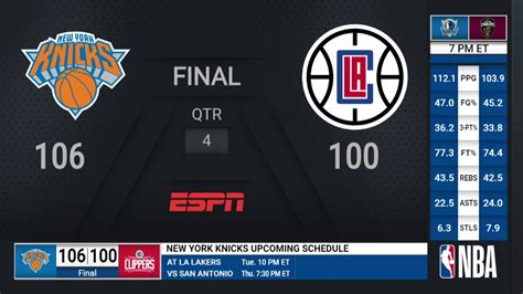 knicks game live score